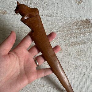 Vintage Hand Carved Lion Letter Opener with Lion